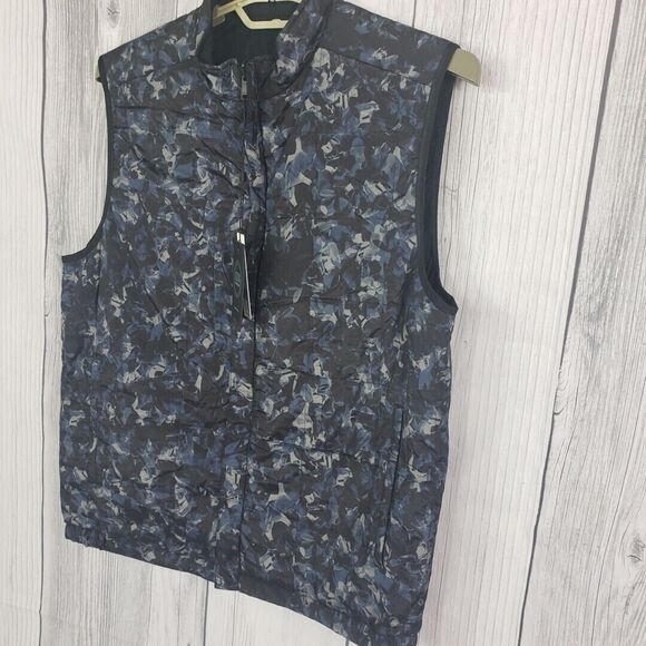 Theory Vest Men's Large Black Camo Light Puffer Reversible Turco BQ Quilted - Picture 3 of 9